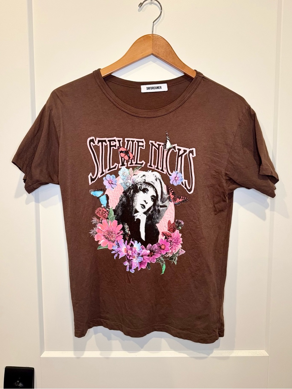 Daydreamer Brown Stevie Nicks Floral Graphic Tee